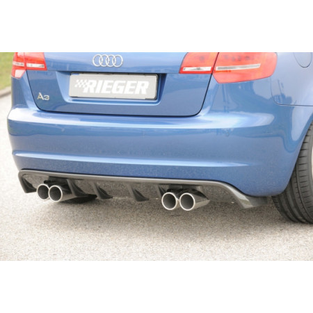 Diffuseur de pare-chocs arrière "carbon-look" (silencieux 4x76mm) Rieger Tuning AUDI A3 (8P) Facelift Sportback