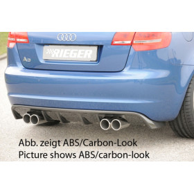 Diffuseur de pare-chocs arrière "noir brillant" (silencieux 4x76mm) Rieger Tuning AUDI A3 (8P) Facelift Sportback