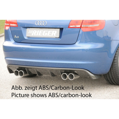 Diffuseur de pare-chocs arrière "noir brillant" (silencieux 4x76mm) Rieger Tuning AUDI A3 (8P) Facelift Sportback