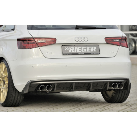 Diffuseur de pare-chocs arrière "carbon-look" (silencieux duplex 4x90mm) Rieger Tuning AUDI A3 (8V) 3 portes et Sportback