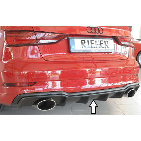 Diffuseur (duplex ovale) de pare-chocs arrière "noir mat" Rieger Tuning AUDI A3 (8V) S-LINE FACELIFT (BERLINE/CABRIOLET)