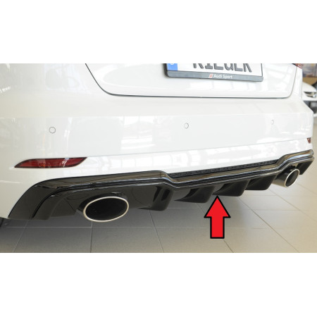 Diffuseur de pare-chocs arrière (silencieux duplex 1x152x95mm) "noir brillant" Rieger Tuning AUDI S3 (8V) Facelift
