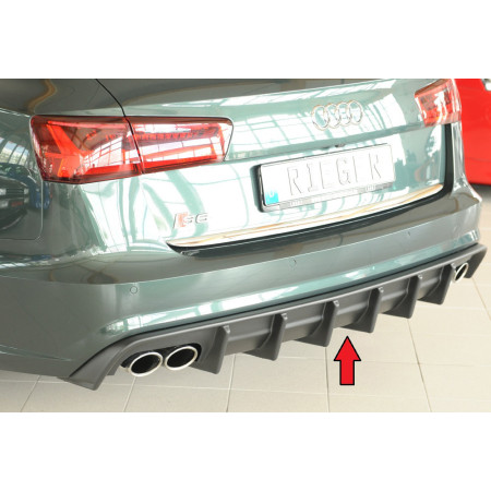 Diffuseur de pare-chocs arrière (silencieux 4x90x72mm) "noir mat" Rieger Tuning AUDI S6 (4G/C7) (avec attelage)