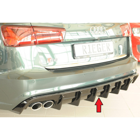 Diffuseur de pare-chocs arrière (silencieux 4x90x72mm) "noir brillant" Rieger Tuning AUDI A6 (4G/C7) S-Line (avec attelage)