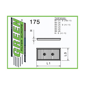 Filtre à air sport GREEN FILTER pour VOLKSWAGEN GOLF VIII GTE