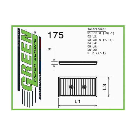 Filtre à air sport GREEN FILTER pour VOLKSWAGEN GOLF VIII GTE