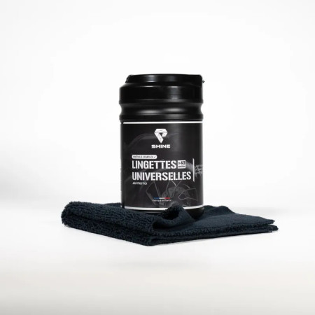 SHINE PACK DE 40 LINGETTES UNIVERSELLES MOTO + MICROFIBRE